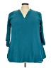 Honeyme 100% Polyester Teal 3/4 Sleeve Blouse Size 3X - photo 1