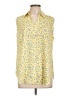Ann Taylor 100% Polyester Floral Yellow Sleeveless Blouse Size L - photo 1