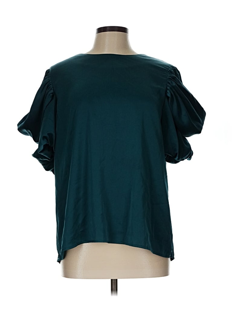 Pre-owned Entro Short Sleeve Blouse In Teal
