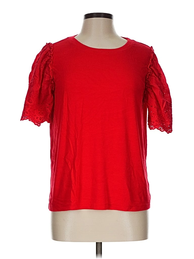 Pre-owned Jodifl Short Sleeve Top Red Cold Shoulder Neckline Tops