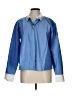 On 34th 100% Cotton Color Block Blue Long Sleeve Blouse Size L - photo 1