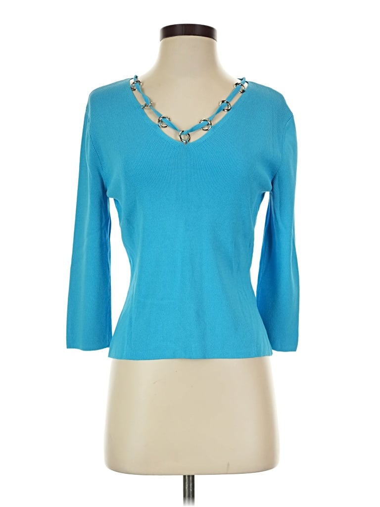 Pre-owned Cyrus 3/4 Sleeve Top Teal Scoop Neck Tops