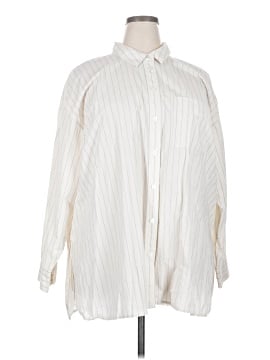 Madewell Plus Signature Poplin Oversized Patch Pocket Shirt in Stripe (view 1)