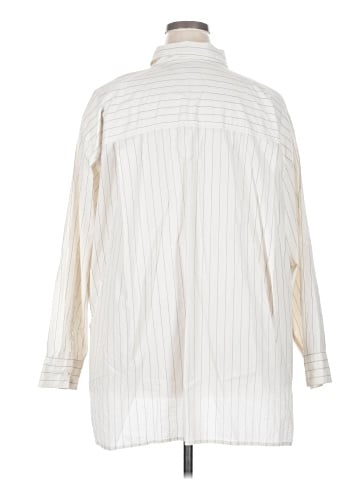 Madewell Plus Signature Poplin Oversized Patch Pocket Shirt in Stripe (view 2)