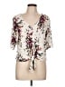 LUQ 100% Rayon Ivory Short Sleeve Blouse Size L - photo 1