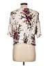 LUQ 100% Rayon Ivory Short Sleeve Blouse Size L - photo 2