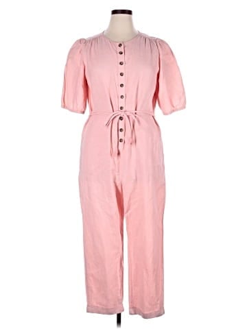 Madewell Linen-Blend Puff-Sleeve Tassel-Tie Jumpsuit (view 1)