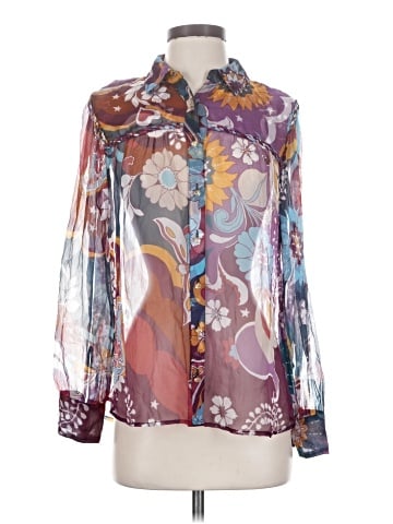 Jade Long Sleeve Silk Top (view 1)