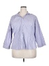 Lands' End 100% Baumwolle Stripes Blue 3/4 Sleeve Button-Down Shirt Size 20 - photo 1