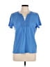 Basic Editions 100% Cotton Blue Short Sleeve Blouse Size L - photo 1