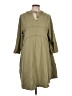 Solutions Solid Green Casual Dress Size L - photo 1