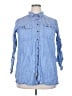 Lands' End 100% Linen Blue 3/4 Sleeve Button-Down Shirt Size 18 - photo 1