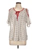 A. Byer 100% Polyester Polka Dots Ivory Short Sleeve Blouse Size L - photo 1