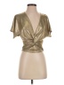Bishop + Young Metallic Gold Short Sleeve Top Size XS - photo 1
