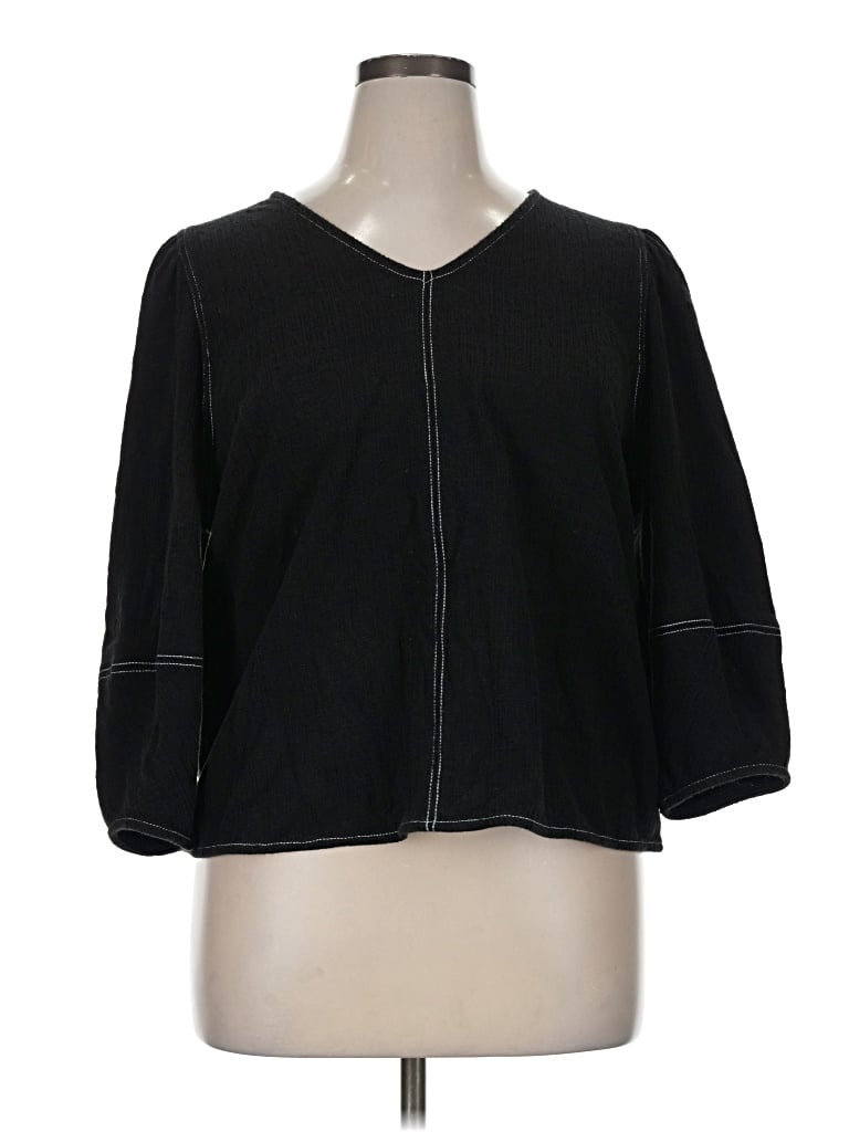 Pre-owned Current Air 3/4 Sleeve Top Black V-neck Tops