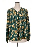 Andree by UNIT Floral Teal Long Sleeve Blouse Size 1X - photo 1