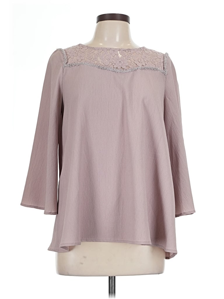 Pre-owned Doe & Rae 3/4 Sleeve Blouse In Gray