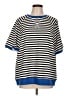 Dokotoo Stripes Blue Short Sleeve Top Size L - photo 1