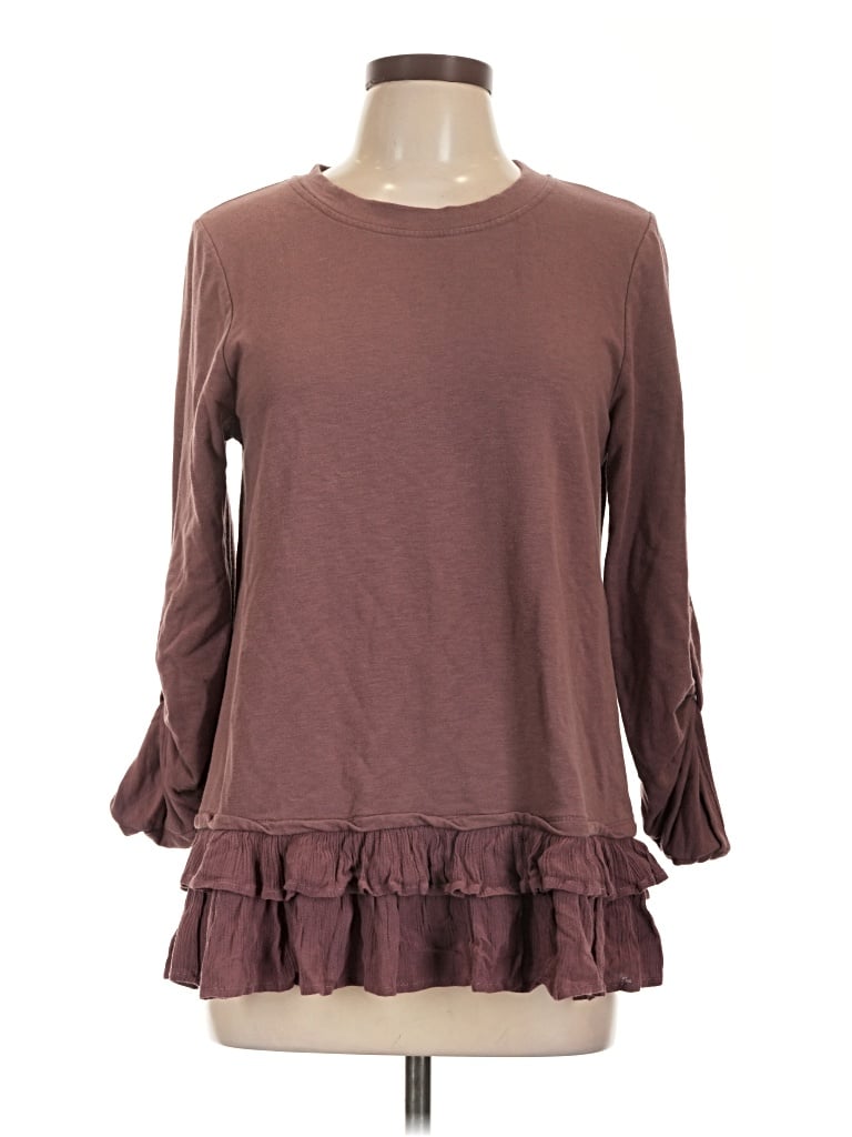 Pre-owned Altar'd State 3/4 Sleeve T-shirt In Brown