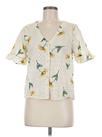 Madewell Eyelet Village Ruffle-Sleeve Shirt in Sunflower Scatter (view 1)