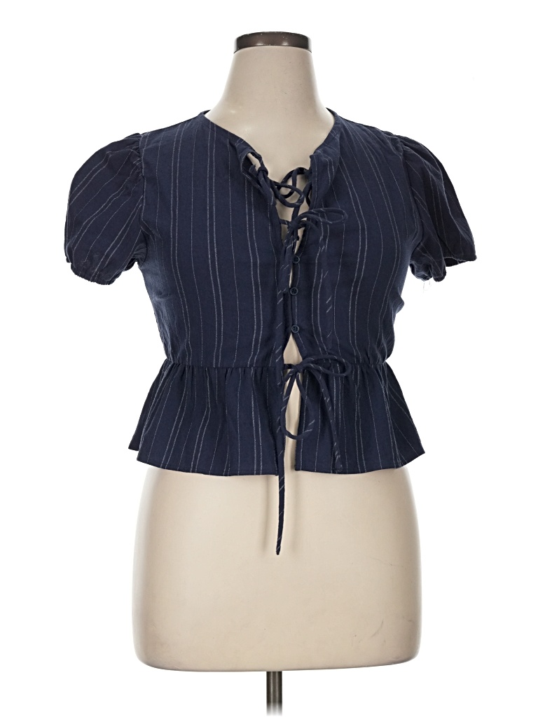 Pre-owned Kirious Short Sleeve Blouse In Blue