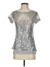 INC International Concepts 100% Polyester Metallic Silver Short Sleeve Top Size S - photo 1
