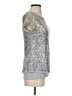 INC International Concepts 100% Polyester Metallic Silver Short Sleeve Top Size S - photo 4
