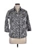 212 Collection Animal Print Black 3/4 Sleeve Button-Down Shirt Size XL - photo 1