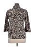 212 Collection Animal Print Tan 3/4 Sleeve Button-Down Shirt Size XL - photo 2
