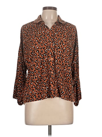 Porridge 3/4 Sleeve Button-Down Shirt (view 1)