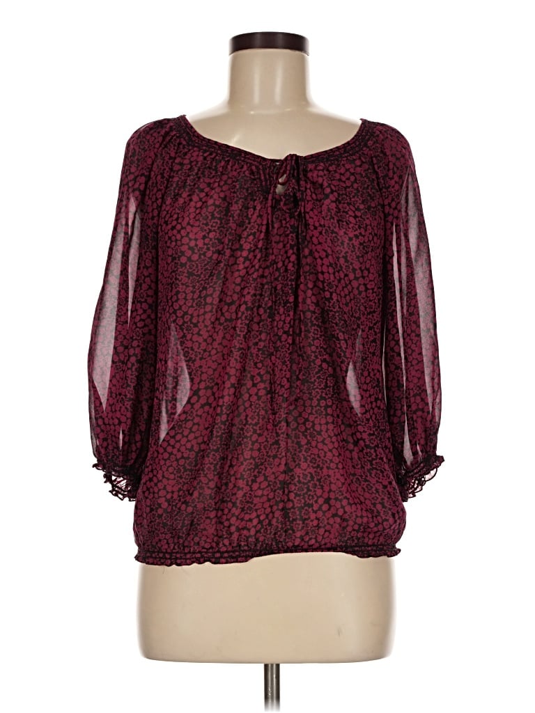 Pre-owned Max Studio 3/4 Sleeve Blouse In Burgundy