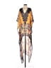 Asa Kaftans Aztec Or Tribal Print Yellow Poncho Size S - photo 1