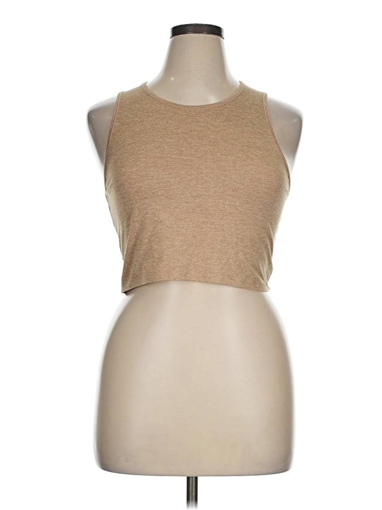 Pre-owned Girlfriend Collective Tank Top Tan Halter Neckline Tops