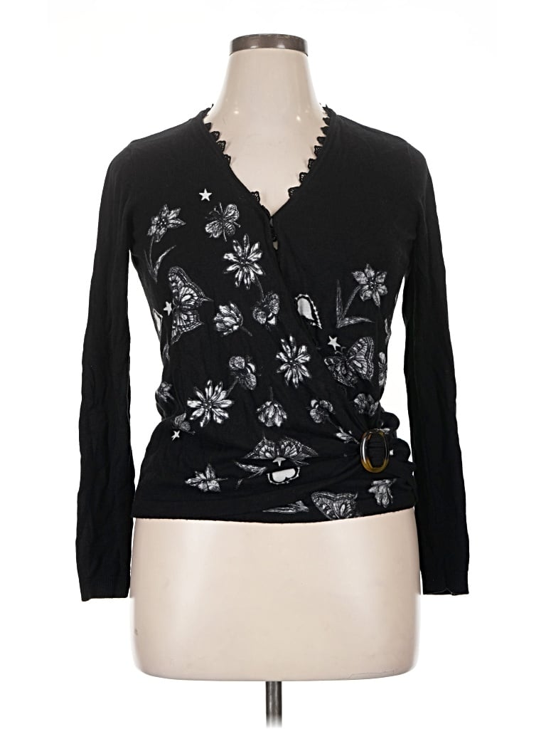 Pre-owned Desigual Long Sleeve Top Black V-neck Tops