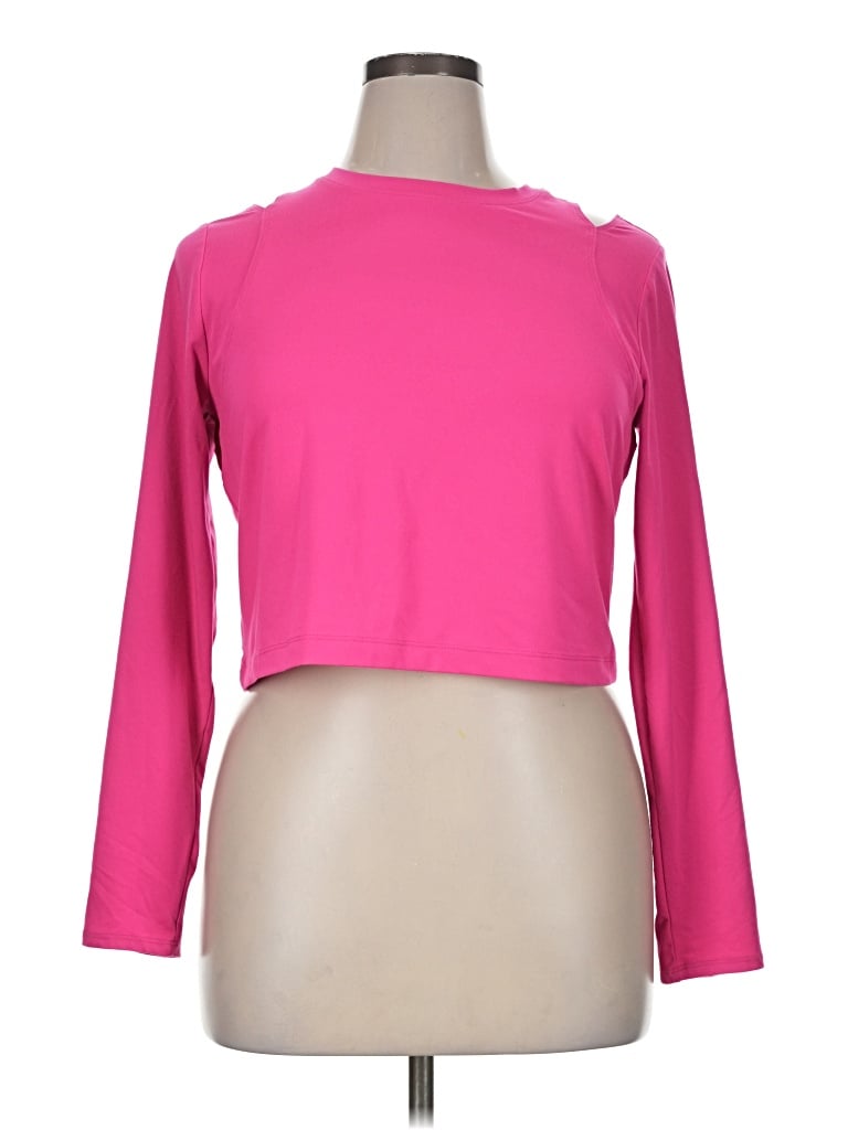Pre-owned All In Motion Long Sleeve Top Pink Boatneck Tops