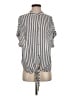 Olivaceous 100% Viscose Stripes Gray Short Sleeve Blouse Size S - photo 1