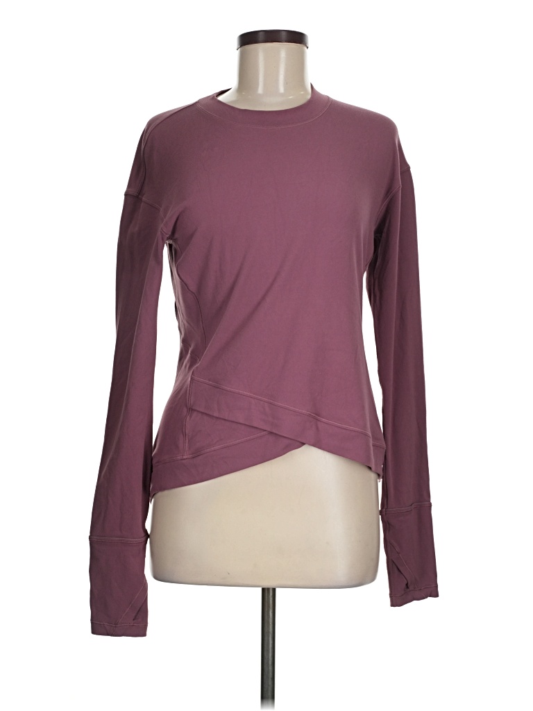 Pre-owned Lululemon Athletica Long Sleeve T-shirt In Burgundy