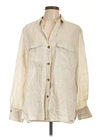 Zara 3/4 Sleeve Button-Down Shirt (view 1)
