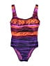 Longitude Tie-dye Purple One Piece Swimsuit Size 10 - photo 1