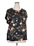 DR2 100% Polyester Floral Black Short Sleeve Blouse Size XXL - photo 1