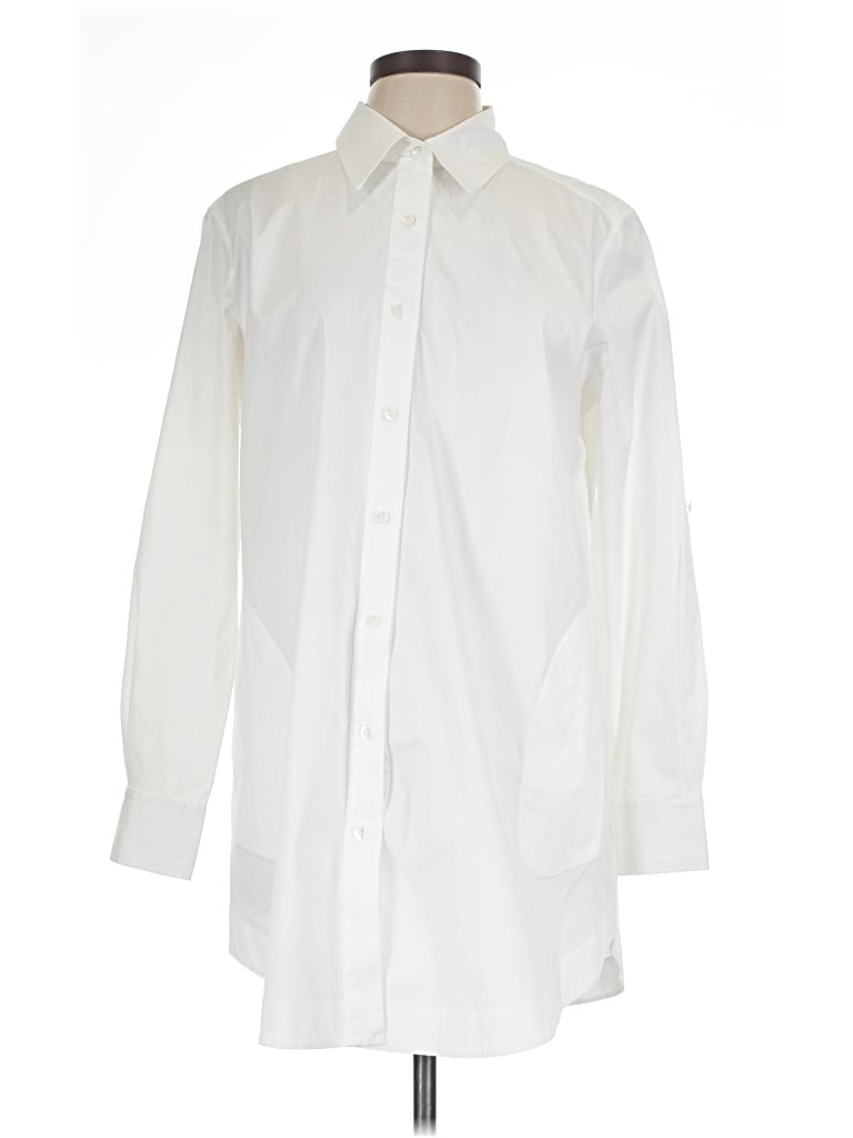 Pre-owned Lafayette 148 Long Sleeve Button Down Shirt In Ivory