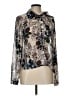 CAbi 100% Polyester Floral Silver Long Sleeve Blouse Size L - photo 1