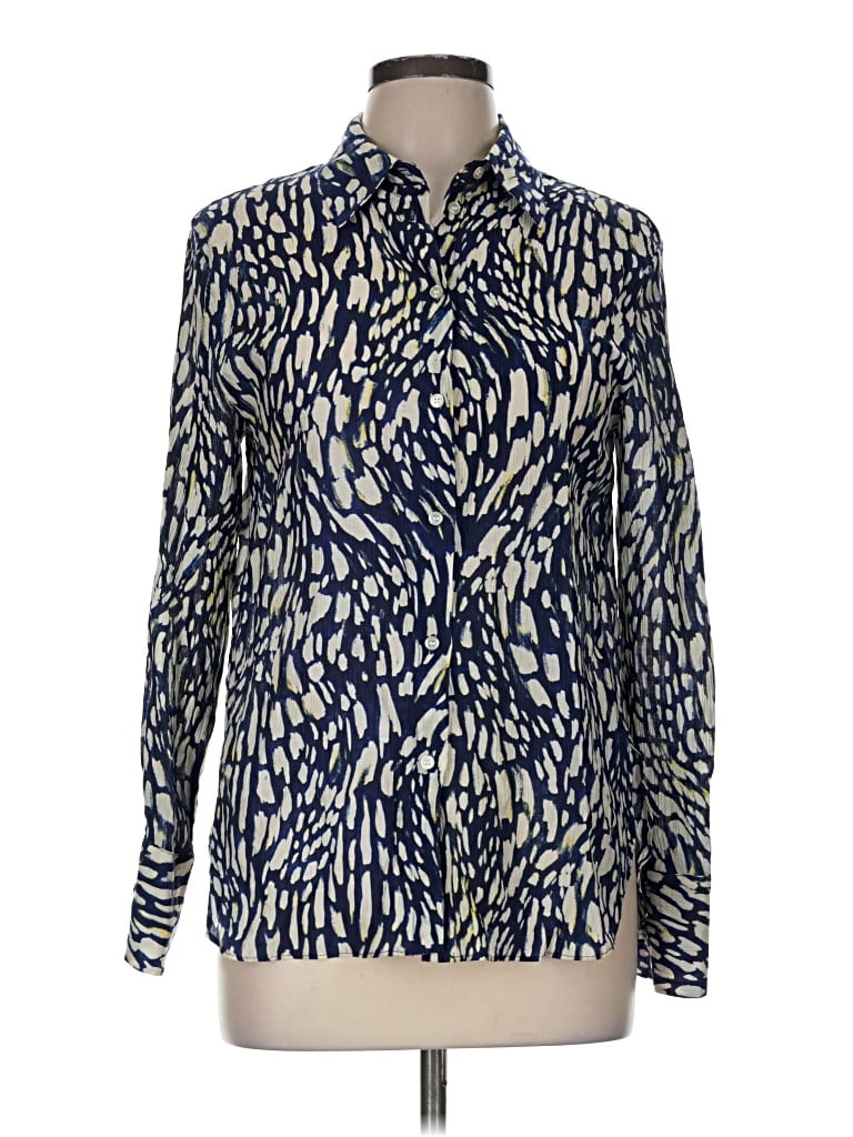Pre-owned Mng Long Sleeve Blouse In Blue