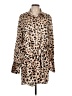 Aqua Animal Print Tan Casual Dress Size L - photo 1