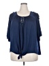 New York Laundry 100% Polyester Blue Short Sleeve Blouse Size 3X - photo 1