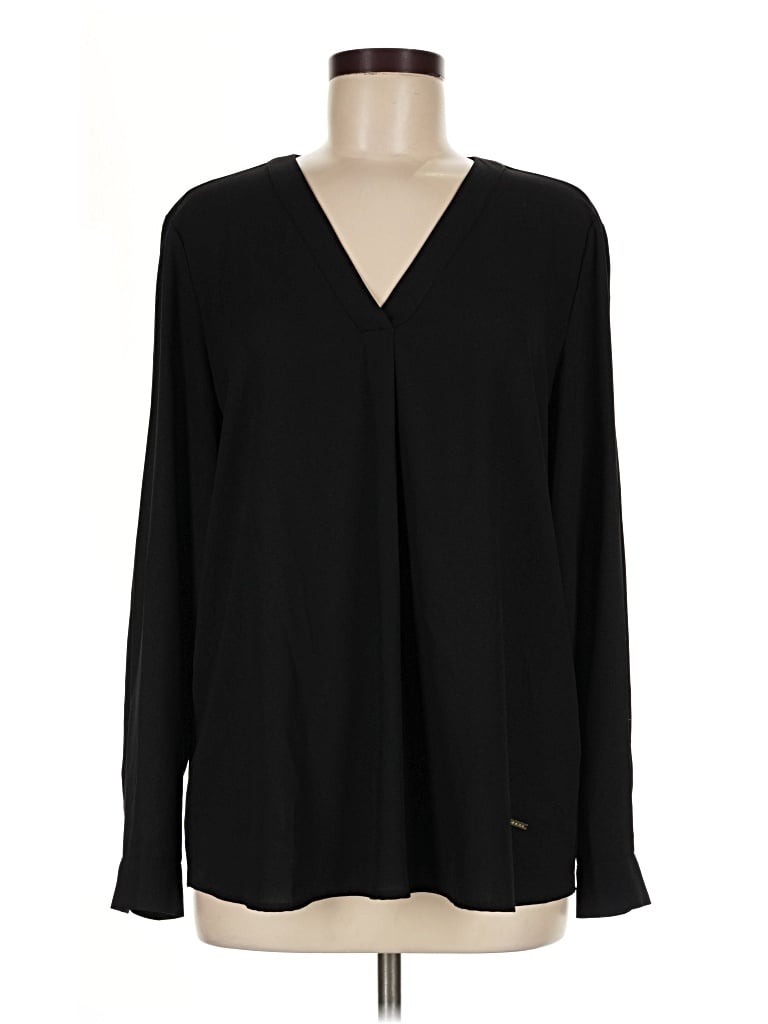 Pre-owned Anne Klein Long Sleeve Blouse In Black