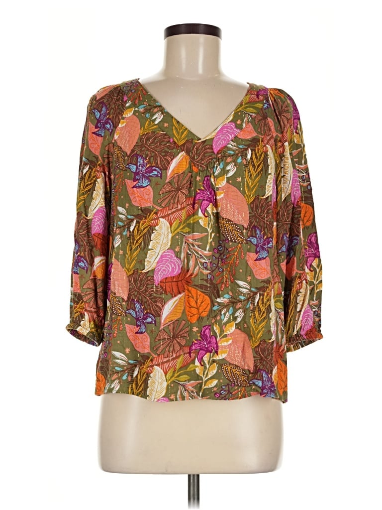 Pre-owned Jane And Delancey 3/4 Sleeve Blouse In Brown