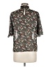 Unbranded 100% Polyester Floral Black Short Sleeve Blouse Size M - photo 2