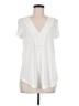 Deletta 100% Rayon Solid White Short Sleeve Top Size M - photo 1