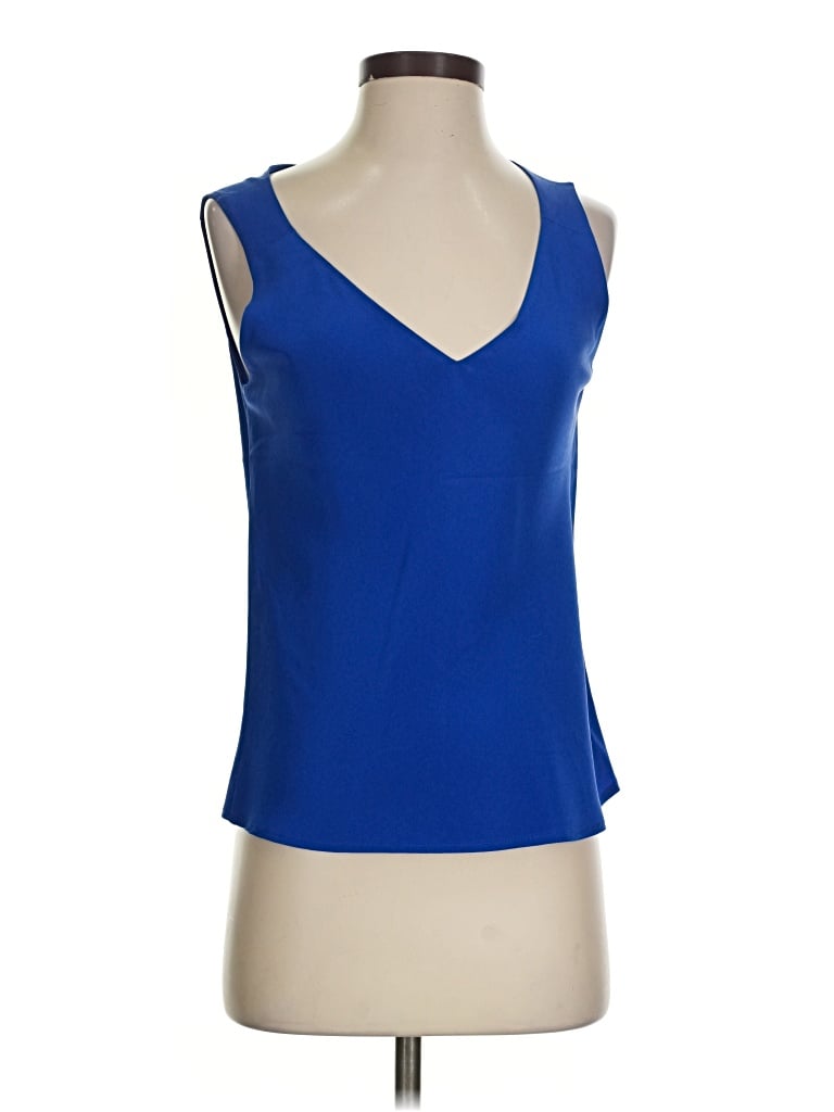 Pre-owned Judith & Charles Sleeveless Silk Top Blue V-neck Tops